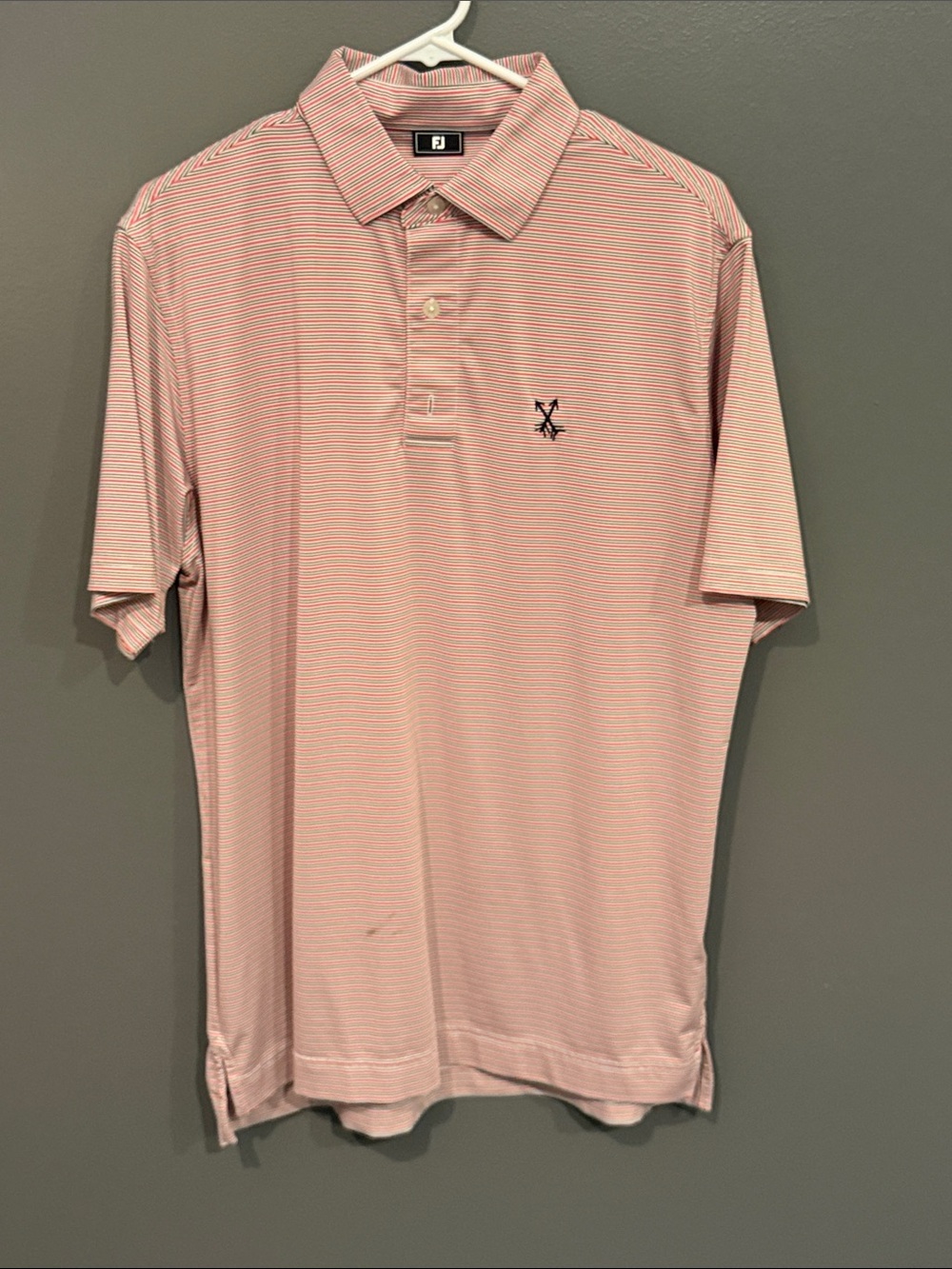 FootJoy Men's Pink Micro-Stripe Golf Polo